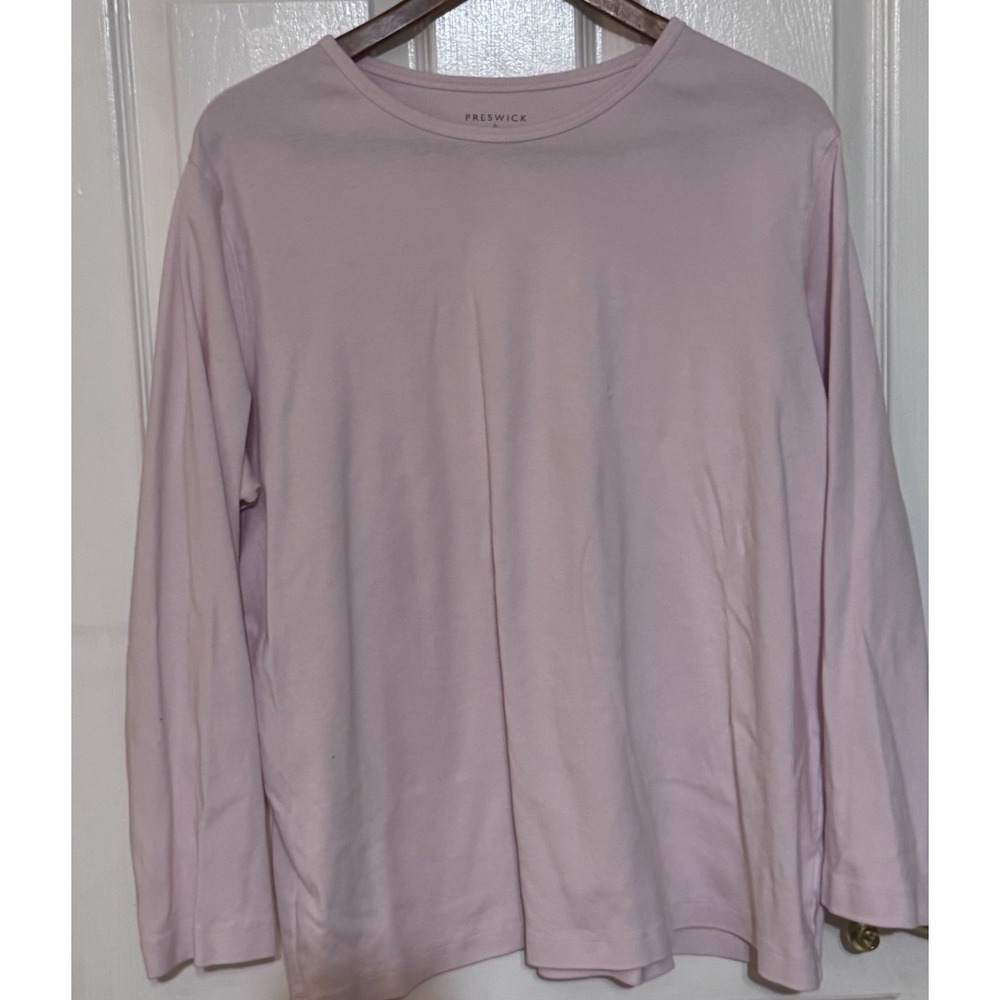 PRESWICK & MOORE 2XL LONG SLEEVE‎ KNIT TOP TEE T-SHIRT LT PINK COTTON
